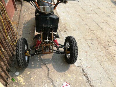 DIY four-wheeler accessories, 2-wheel modified inverted three-wheeler front axle frame, ATV suspension, brake, and steering assembly