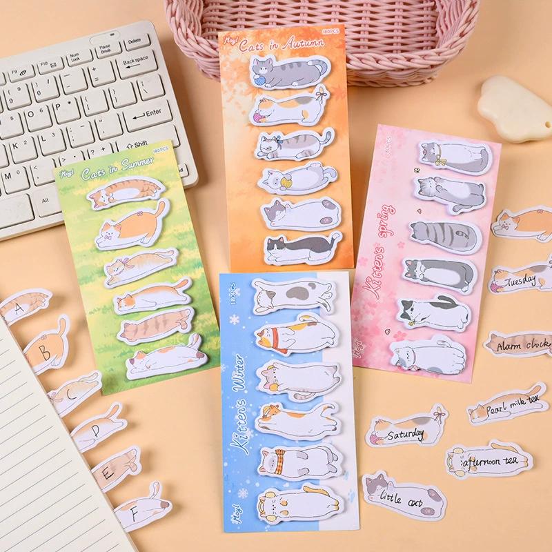 Корейские стильные студенческие стикеры многоразовые самоклеящиеся этикетки Meow Travel серия Four Seasons стикеры