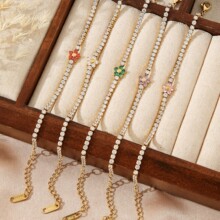 时尚跨境花朵手链百搭设计气质网球手链配饰花卉套装饰品女款