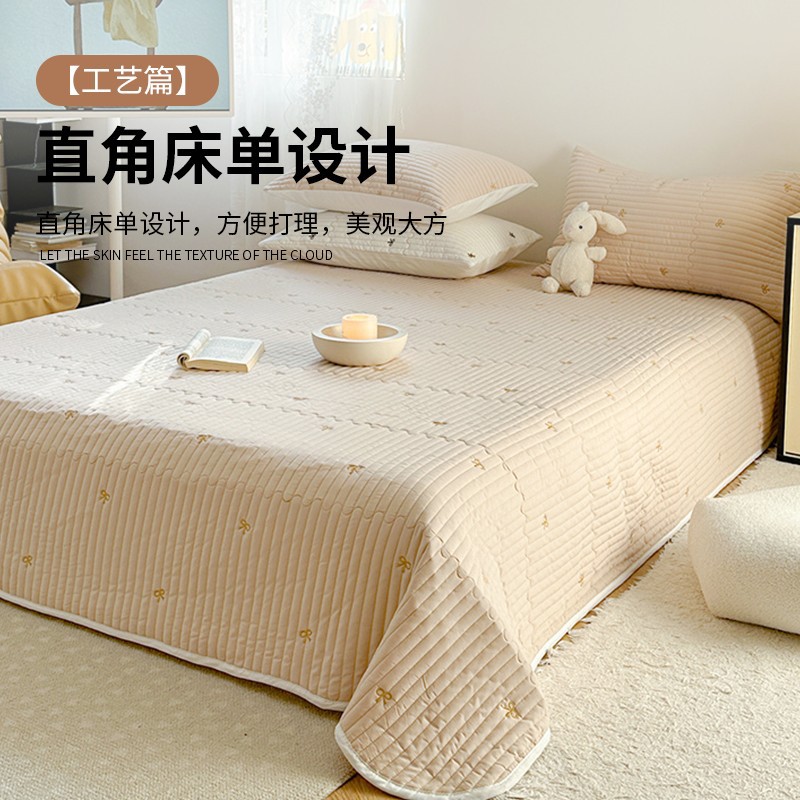 Tapa de cama acolchada de algodón lavado pieza individual 2025 nueva funda de almohada de sábana de tatami para niños de cuatro estaciones