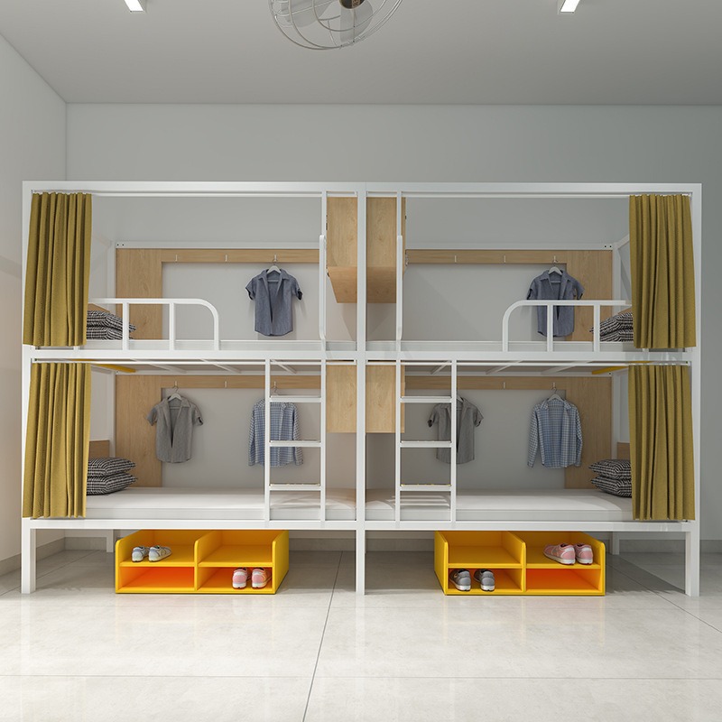 Cama litera doble para apartamento o dormitorio, estructura de acero, resistente