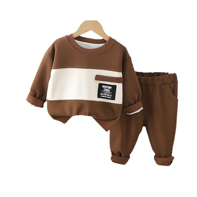 Tenue pour garçon 2024, nouvel ensemble deux pièces à capuche à manches longues élégant pour bébé, tendance de l'automne et des vêtements pour enfants_voghion.com
