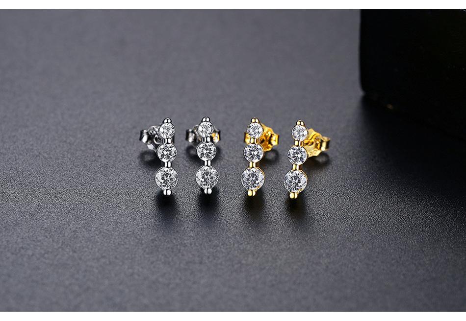 Simple Zircon Geometric Silver Earrings Wholesale display picture 4