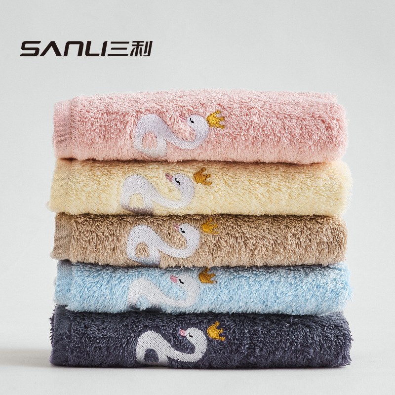 Three Lucky Embroidered Children's Towel, Thick and Soft Towel, Kindergarten Handkerchief, Daily Use Face Towel, Supermarket Wholesale