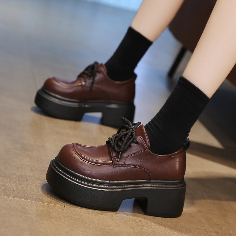 Platform Loafers with Thick Soles, Small Size 33, Height-Increasing Leather Shoes for Women, 2025 New Spring and Autumn Retro High-Heeled Women's Shoes Platform Loafers with Thick Soles, Small Size 33, Height-Increasing Leather Shoes for Women, 2025 New Spring and Autumn Retro High-Heeled Women's Shoes