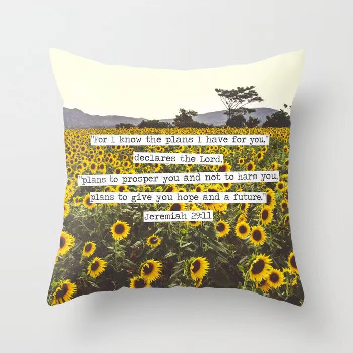 Girasol amarillo girasol funda de almohada Nordic casa estilo melocotón piel sofá del coche cojín cubierta image 4