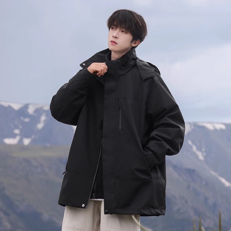 NASA山系户外徒步三合一冲锋衣男士秋冬季新款宽松休闲连帽登山服|undefined