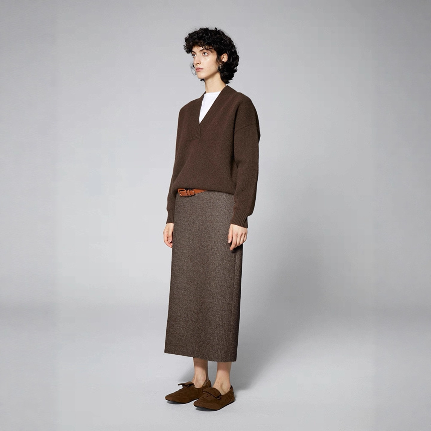 瀚柯极简风经典羊毛一步裙高腰显瘦中长款西装半身裙
