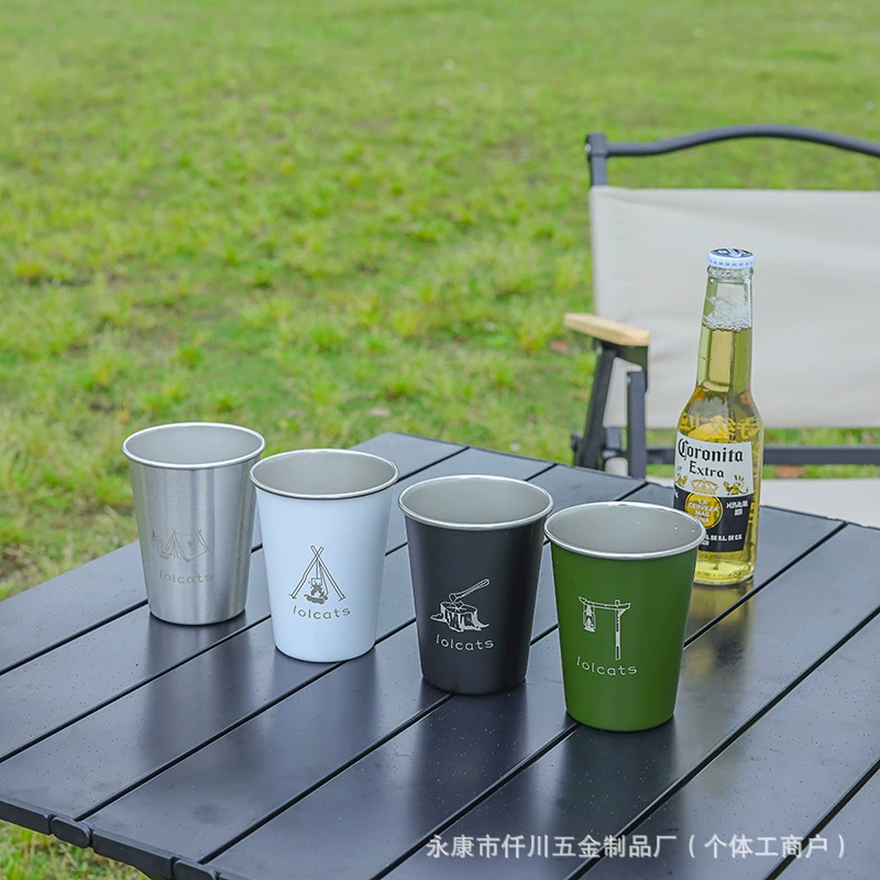 Портативный походный кофейный стакан для улицы, стиль outdoor/ins, пивной стакан из нержавеющей стали 304 для пикника и барбекю, для холодных напитков и питья напрямую