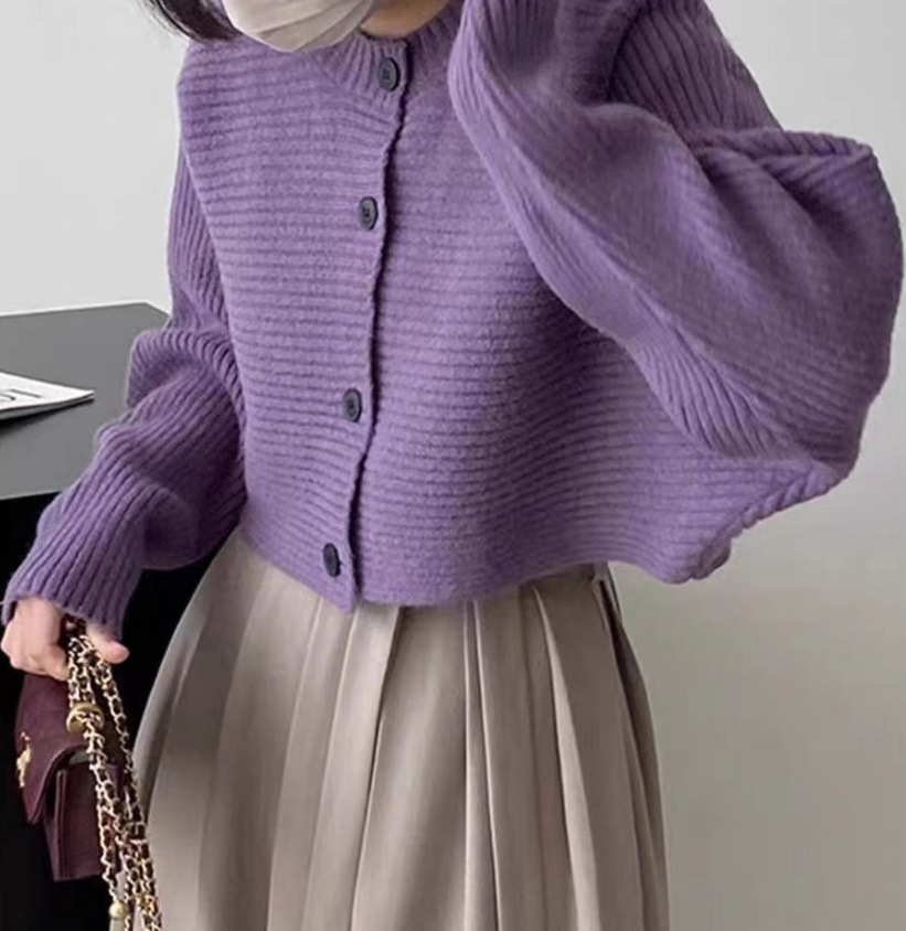 2025 Cardigan de punto de mujer nueva ropa de estilo perezoso cuello redondo manga de murciélago suelta multifacé cautiverio invierno chaqueta mujer image 7