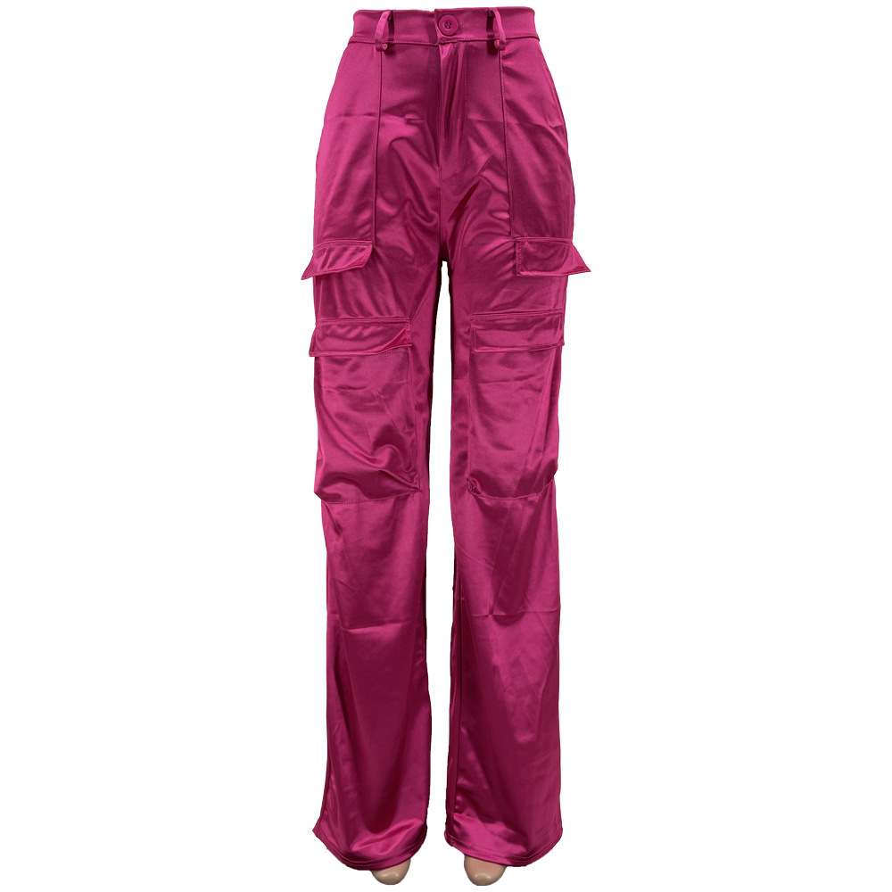 Women's Street Casual Solid Color Full Length Pocket Straight Pants display picture 9