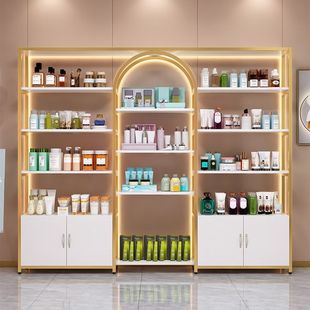 Beauty Salon Display Cabinet Nail Oil Adhesive Display Rack Cosmetics Multi-layer Storage Rack with Light Commercial Display Cabinet Shelf