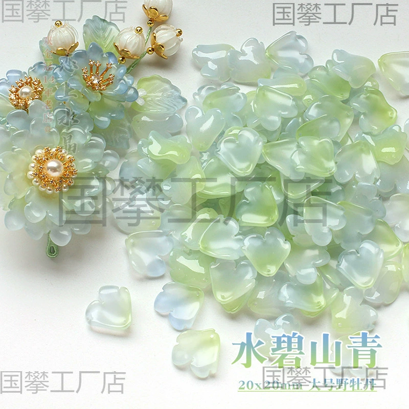 20 штук 20x20 мм глазурованных лепестков дикого пионника «сделай сам», древний стиль, головной убор династии Хань, материалы для изготовления заколок, влюбитесь в кристалл