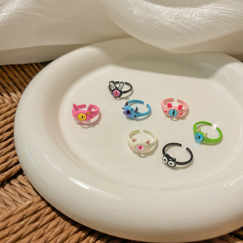 Little monster collection childlike cute funny cat monster ring female niche index finger millennium bracelet new opening