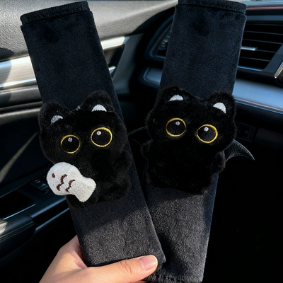Sürətlər qutusu və əl tormozu başlıqları — Belt Shoulder Cover Car Safety - bat-little-black-cat-little-black-cat-holding-fish