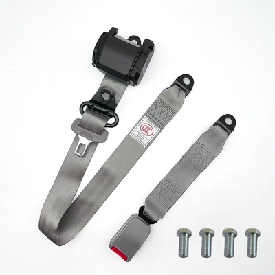 Car seat belt – Locking Safety Belt 3C - gray-small-steel-hanging-ring-electrophoresis-black-k335cm-webbing-basescrews-conventional-packaging-base-and-retractor-packed-separately