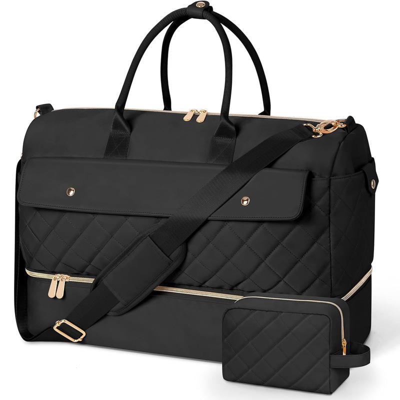 New Travel Duffel Bag Foldable Travel Crossbody Duffel Bag Shoe Compartment Large Capacity Waterproof Overnight Bag