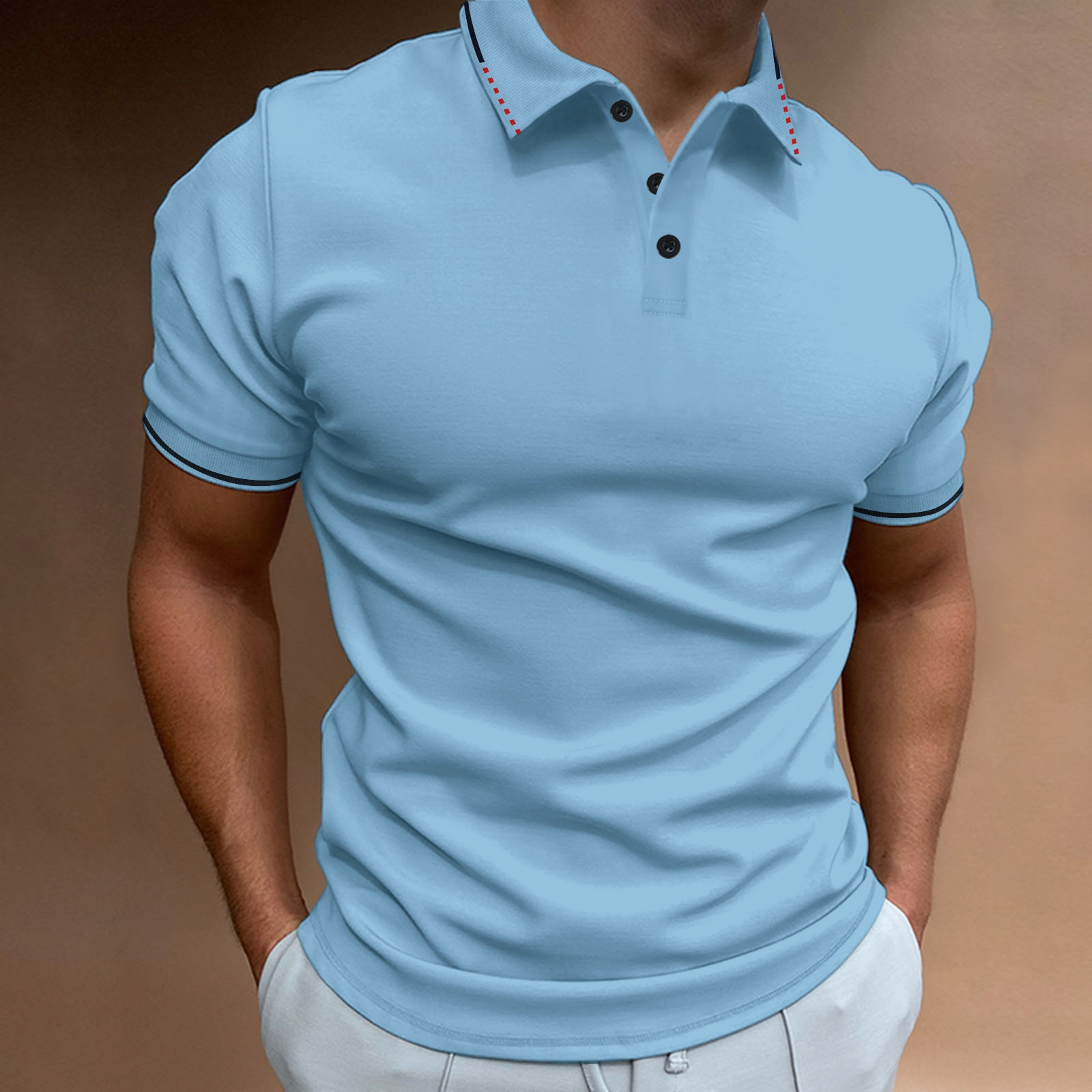 New Men's Casual Threaded Polo Shirt_voghion.com