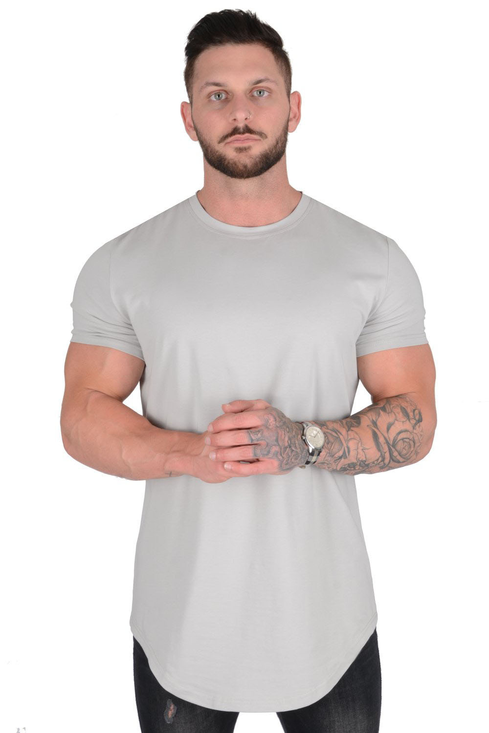 Verano puro algodón hombres corriendo deportes ocio al aire libre algodón suelta de manga corta Camiseta Comercio exterior tablero ligero puro algodón color sólido