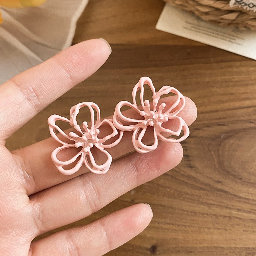 Aguja de plata Corea del Sur diamante Opal flor pendientes diseño fresco Rosa pendientes moda pendientes dulces al por mayor