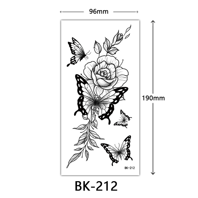 Tatuaje Temporal de Flores Boceto de Papel de Transferencia al Agua, Impresión por Transferencia de Agua, para Cuerpo image 218
