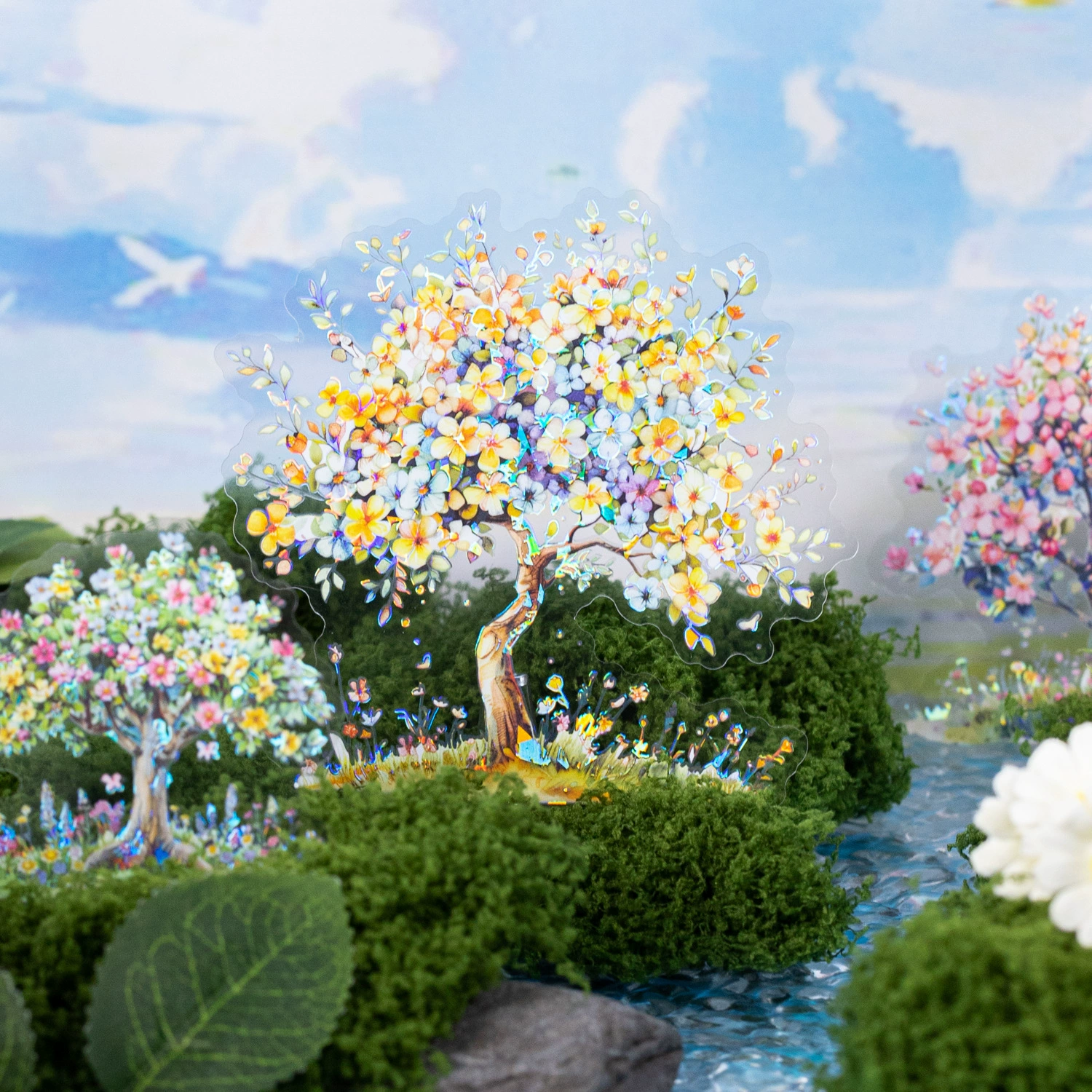 Цветы на дереве серии замечательный день ПЭТ наклейки сумка цветочного дерева тема ручного счета 10 листов 6 моделей