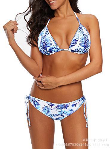 Set de Bikini Triángulo con Cordones Set de 2 Piezas de Nylon con Almohadilla sin Aros para Natación y Playa