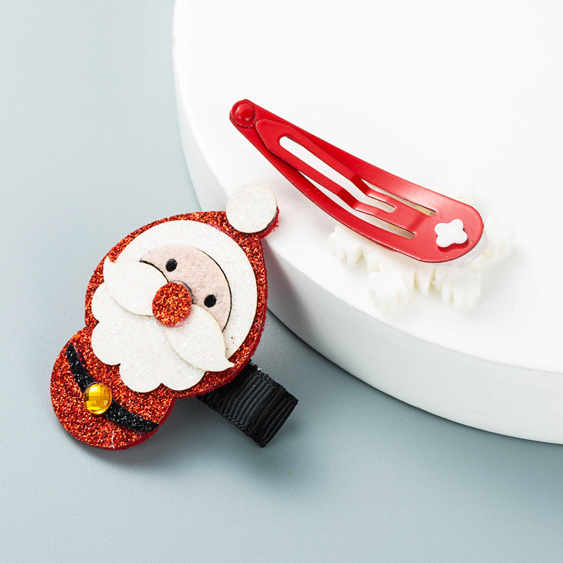 Christmas Series Flannel Santa Claus Resin Snowflake Hairpin Duckbill Clip display picture 7