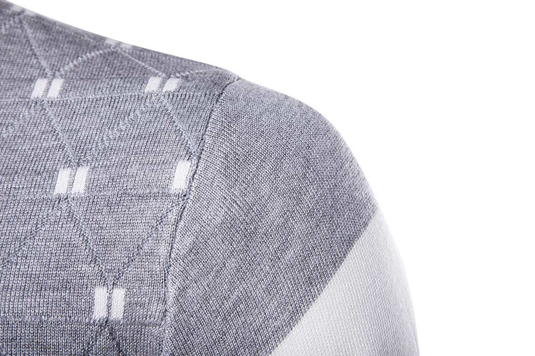 Pulls à col en v pour hommes, couleur bloquée, style coréen, slim, chemises de base, collection automne et hiver 2023_voghion.com