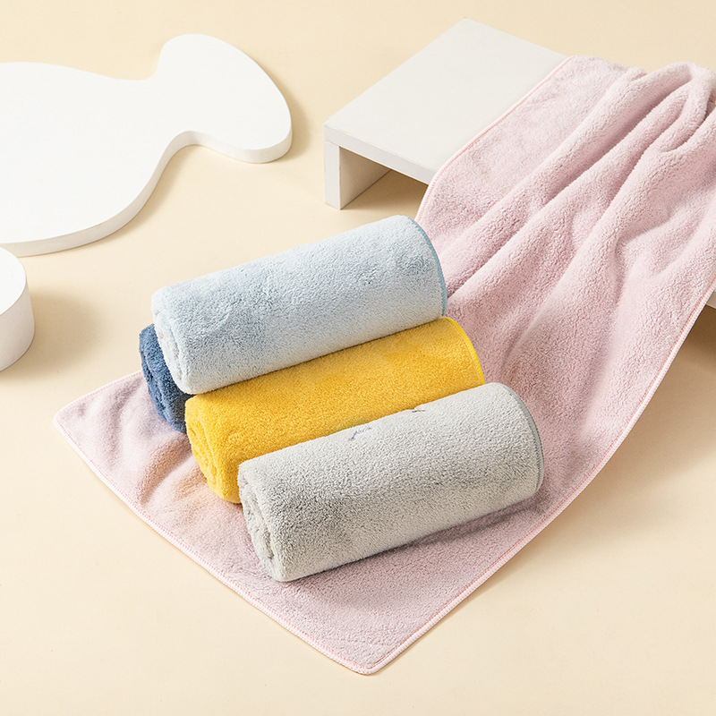 Peak Coral Flocked Cartoon Embroidered Towel for Children, Household Use, Thickened Soft Absorbent Towel, Wholesale Face Towel