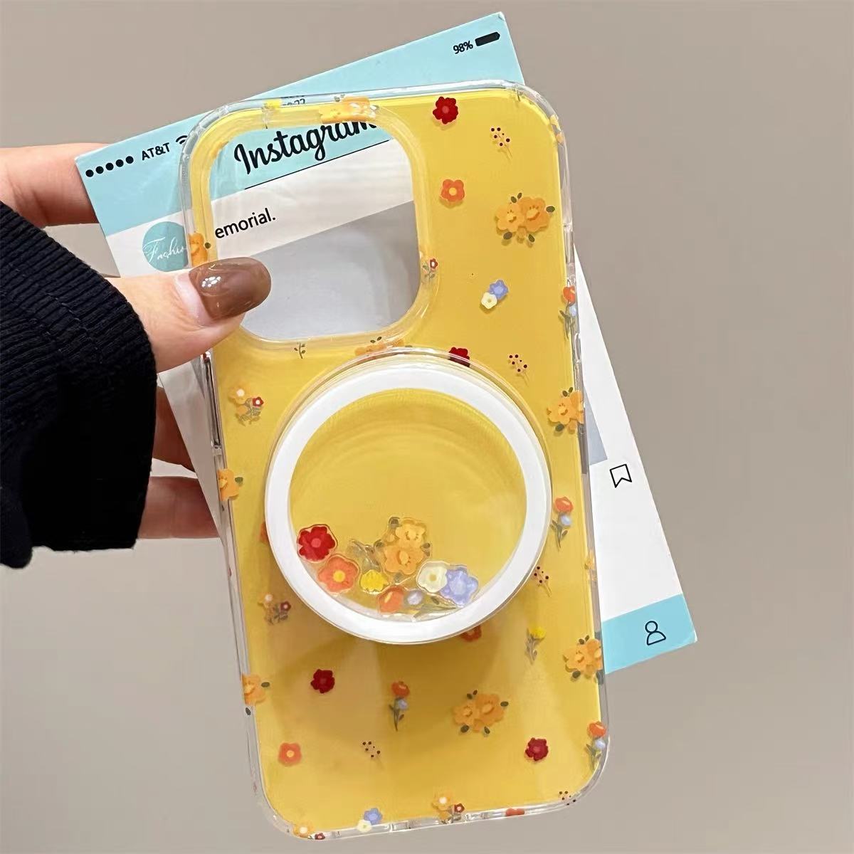 Soporte de mecedora floral fresco para Apple 16ProMax funda para teléfono móvil 13 iphone15 femenino magnético 14