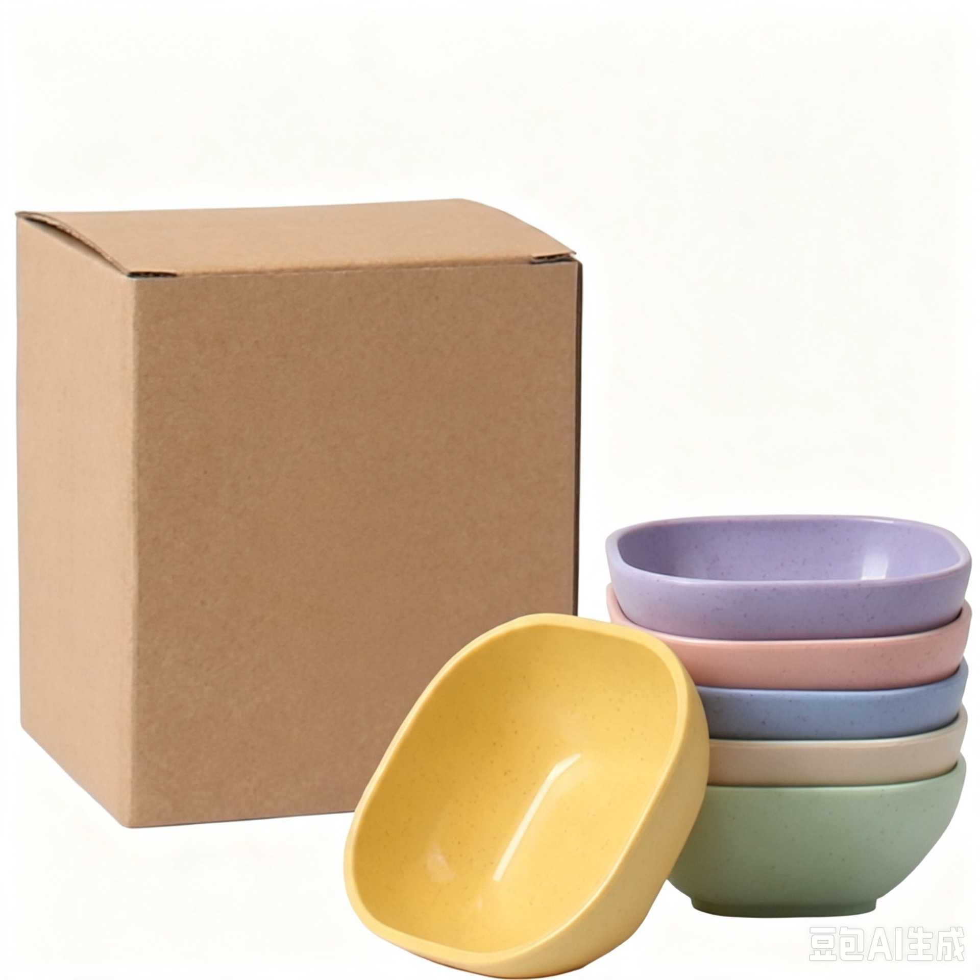 Cross-Border 4inch Square Dipping Sauce Dish Set Wheat Straw Plates Hot Pot Barbecue Seasoning Dish Soy Sauce Vinegar Sauce Dish