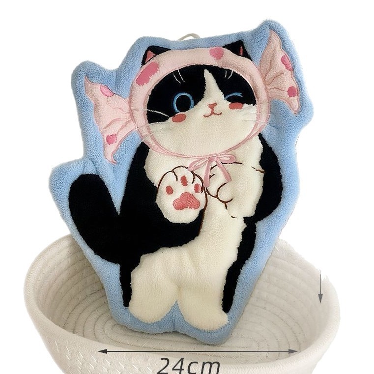 かわいい猫ハンドタオル 吸水速乾 かわいい厚手の四角タオル 小さなタオル 子供用トイレタオル|undefined