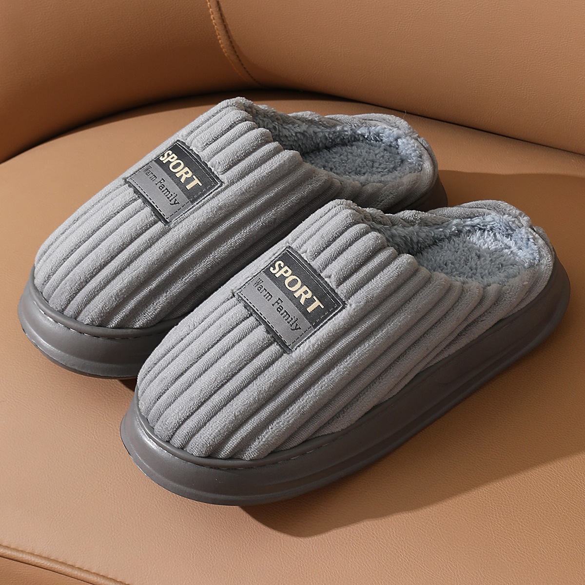 Zapatillas de algodón de talla extra grande para otoño e invierno, zapatillas de algodón cálidas de suela gruesa para hombre, zapatillas de algodón antideslizantes de talla extra grande 50