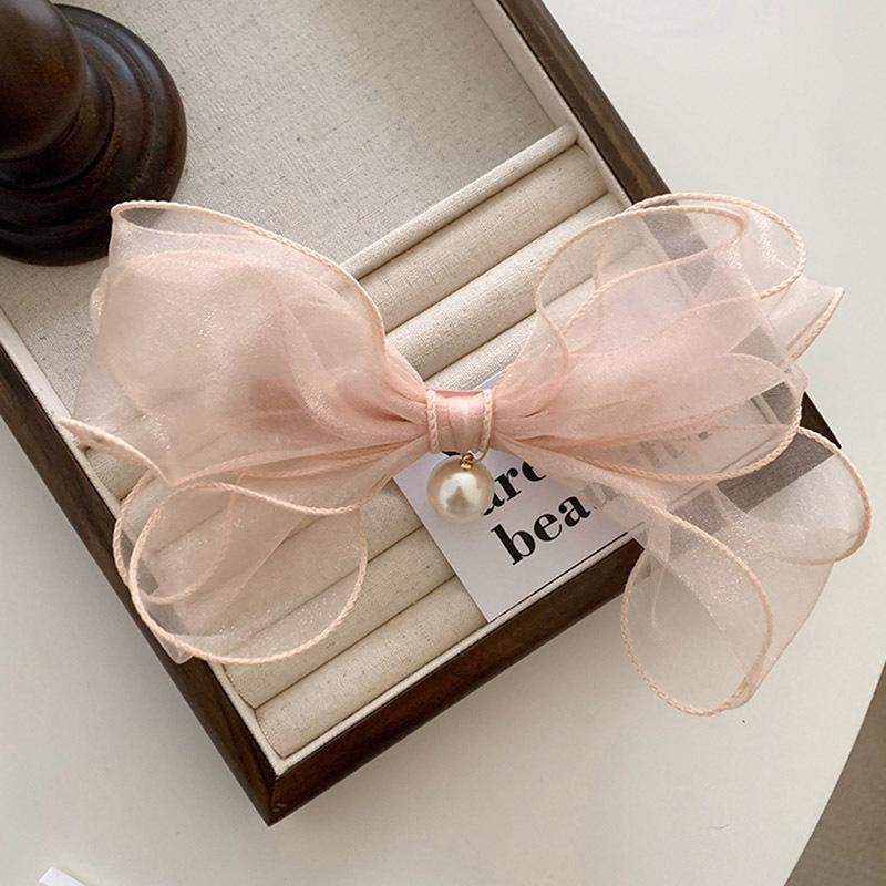 Französische Netzschleife Perlenhaarnadel Damen-Hinterkopf 2023 Neuer Federclip Hochwertiges Temperament-Haar-Accessoire_voghion.com