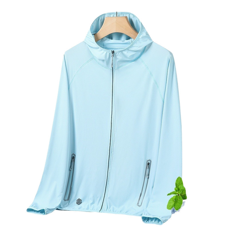 Ropa de protección solar pareja primavera y verano delgada permeable anti-UV hielo hombre pesca ropa de protección solar abrigo ultra delgado
