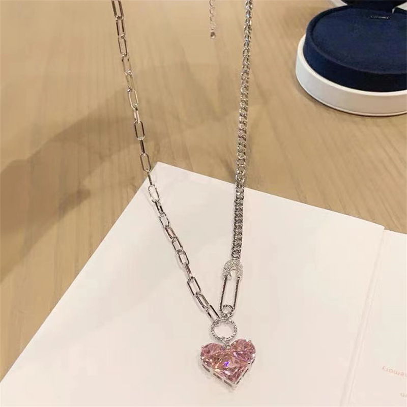Fashion Heart Shape Copper Plating Inlay Artificial Gemstones Pendant Necklace 1 Piece display picture 5