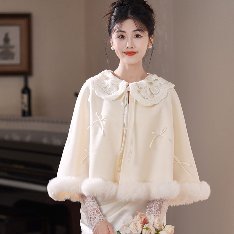 Evening Dress Shawl, Cheongsam Cape, Wedding Dress, Bridal Gown, Plush Coat, Warm Arm-Covering for Autumn and Winter
