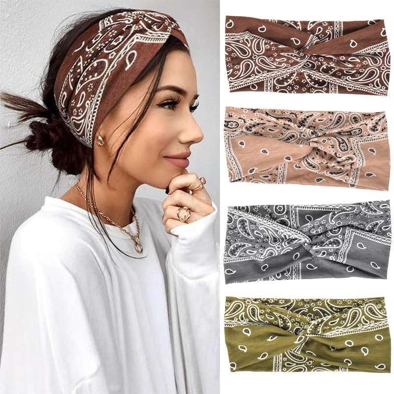 New Yoga Headband for Women, Paisley Headband, European and American Print Cross Hairband, Fashion Hair Accessory