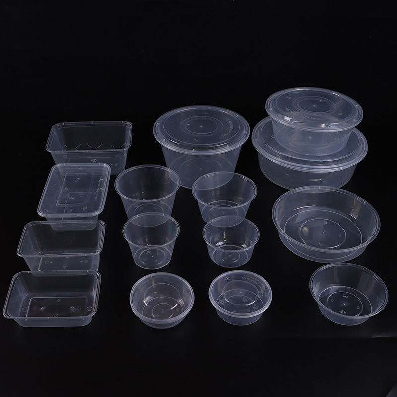 使い捨てのプラスチックの透明な弁当箱の丸い碗の四角い箱の丸いたらいの外で軽食の包装箱のメーカーの現物は供給します。|undefined