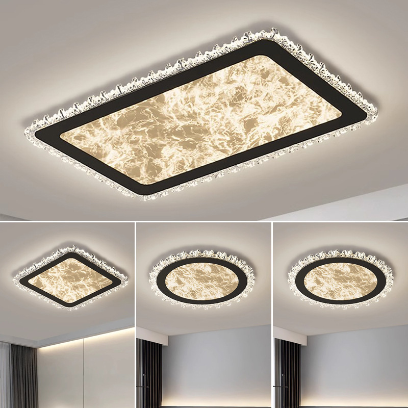 リビングルームランプ LED ライト高級イタリアのミニマリストリビングルームメインライト長方形シーリングランプ家全体の組み合わせ照明パッケージ|undefined