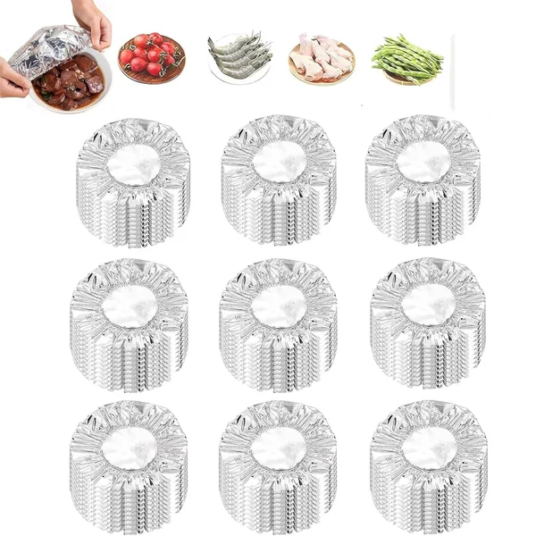 30/60/90Pcs Reusable Food Insulation Aluminum Foil Covers with Adjustable Elastic Insulation and Preservation Cover Wt03