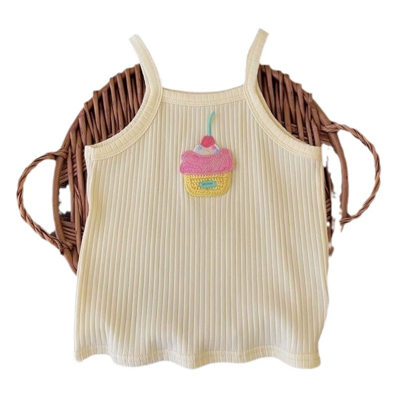 Ледяной шелковый камзол для девочек Летний тонкий 2024 новый детский натурный топ детские футболки летняя одежда