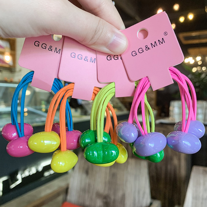 20g Weight Hair Tie Hair Accessories Type 2 Pieces Per Card Quantity Holiday, Daily Occasion Acrylic Material Color Block, Heart Shape Pattern Kid'S Gender Cute, Sweet Style Cute Sweet Kid'S Color Block Heart Shape Arylic Hair Tie 5