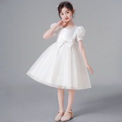 Children's summer dress for girls, princess ballgown birthday party dress, flower child piano performance dress with tulle