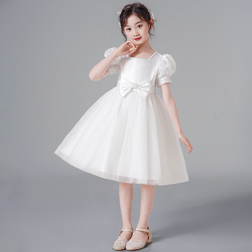 Children's summer dress for girls, princess ballgown birthday party dress, flower child piano performance dress with tulle