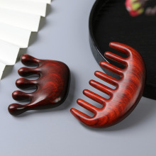 厂家批发紫檀按摩梳精品绿檀木梳檀香木头部经络梳五指圆头梳子头