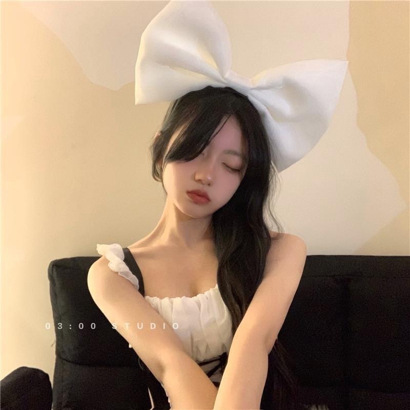 女性用特大立体リボンカチューシャ、ネットセレブと同じスタイル、誇張された甘い美白カチューシャ、ガーリーハートヘアピン|undefined