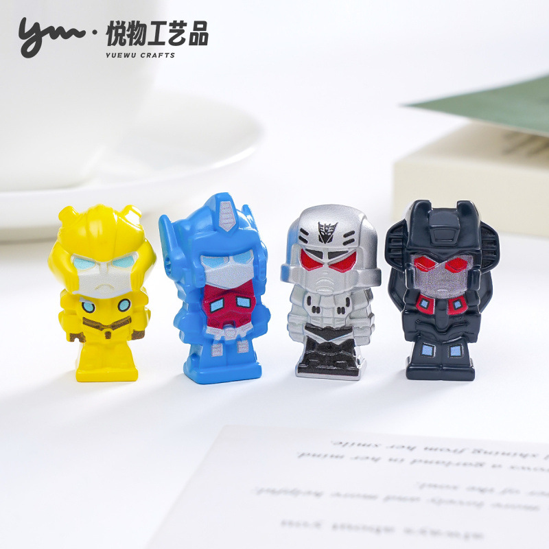 创意卡通变形机器人公仔萌粒 diy装饰品配件迷你汽车载桌面小摆件