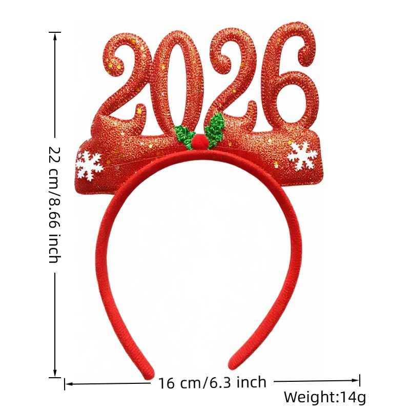 工厂现跨境新款2026新年发箍2026新年眼镜雨新年跨年节日装扮|undefined